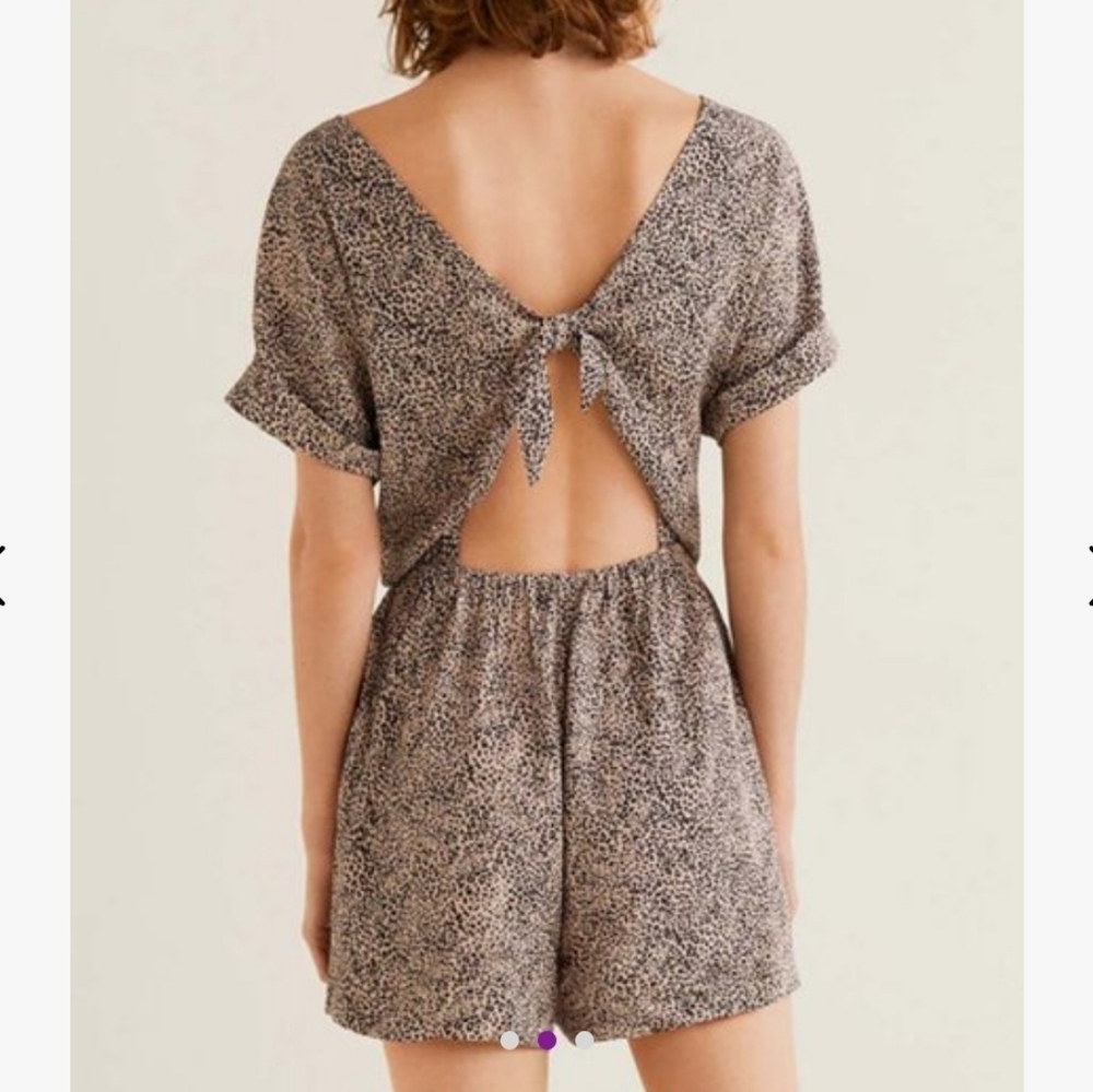 Mango Leopard Print Twist Back Romper - image 2